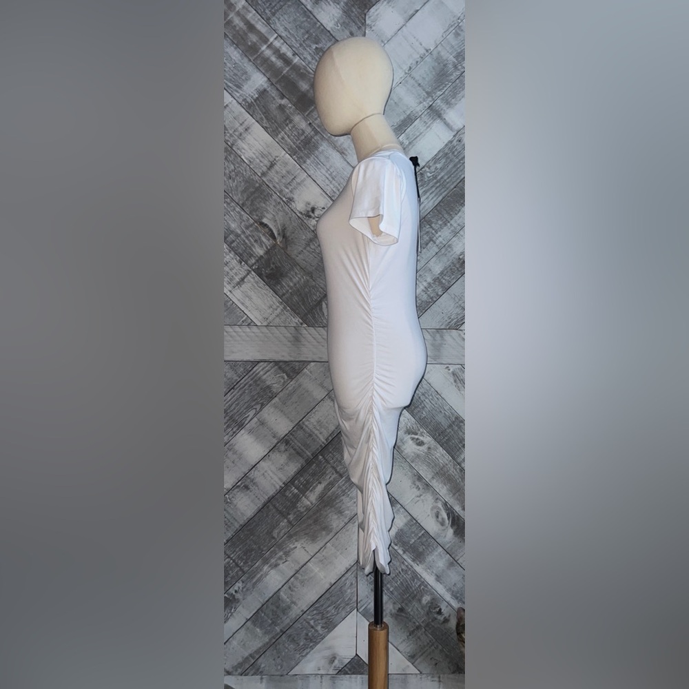 BOBI NWT SHORT SLEEVE SIDE SHIRRED DRESS - Picture 7 of 10